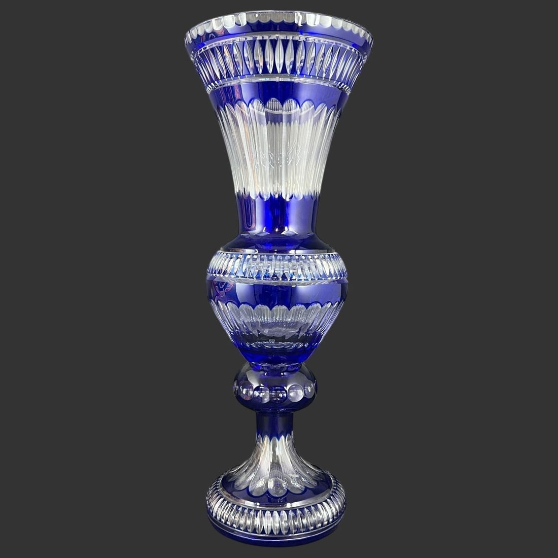 Large Cobalt Blue Cut Crystal Vases (1 of 8)