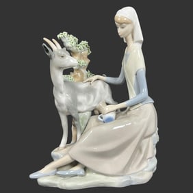 Lladro Girl with Goat #1004570 Porcelain Figurine