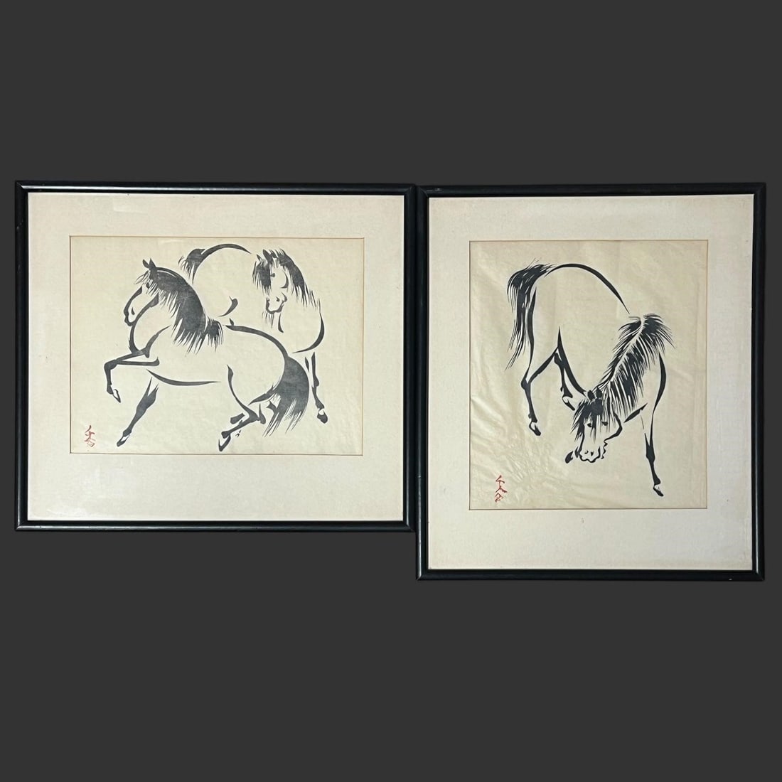 Pair Of Japanese Woodblock Horse Prints (1 of 6)