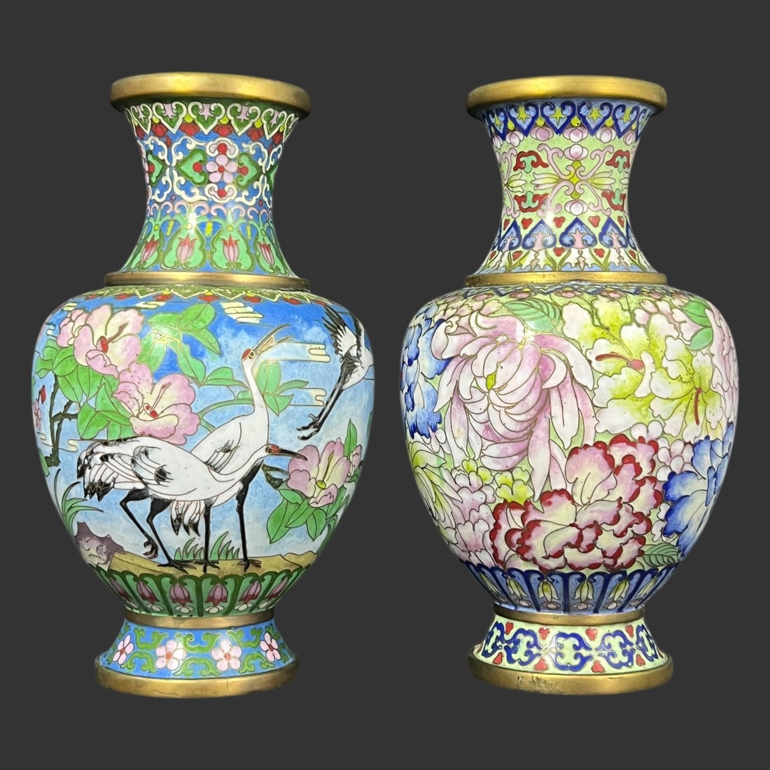Pair Chinese Cloisonné Enamel Vases (1 of 6)