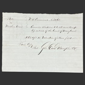 1862 Maryland Slave Sentencing Court Document