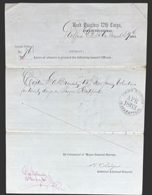 Union Army Leave Order, XII Corps, April 9, 1863