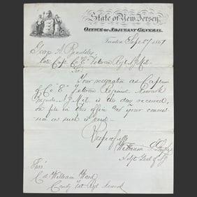 1867 NJ Adjutant General Letter to Capt. Beardsley