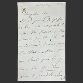 Princess Mary (George III) Signed Letter, 1857