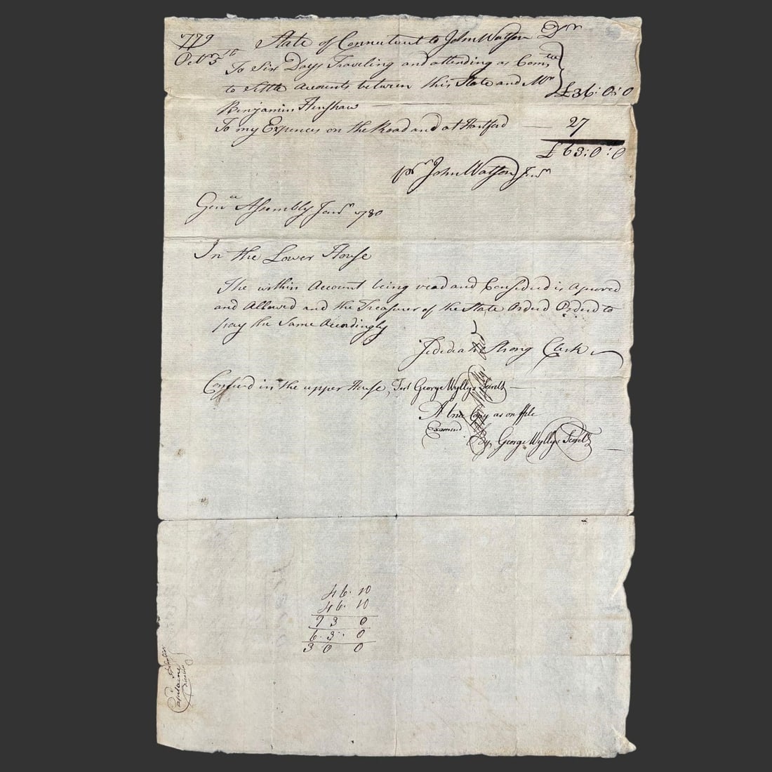 1780 Connecticut State Payment Order Document (1 of 4)