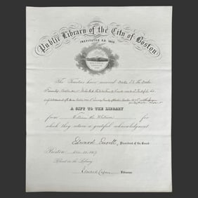 1859 Boston Public Library Gift Certificate