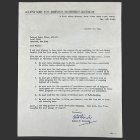 1964 Robert F. Kennedy Signed Campaign Letter