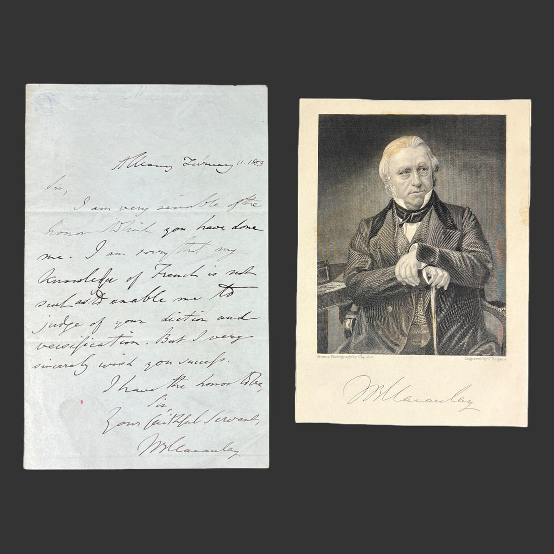 1853 Autograph Letter Thomas Babington Macaulay (1 of 5)
