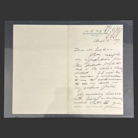 V.D. Brenner Signed Letter & 1909 Lincoln Cent