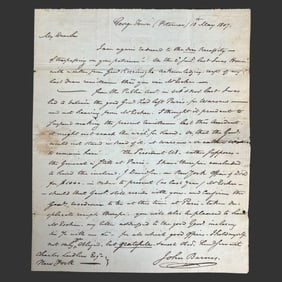 1804 John Barnes Letter w/ Kociuszko Reference