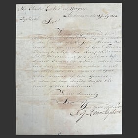 1804 Kociuszko Remittance Letter, Amsterdam