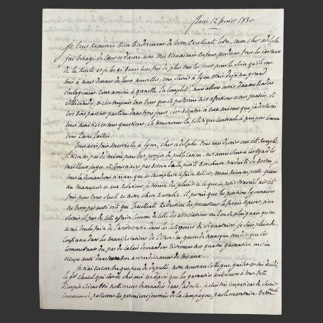 1830 Lafayette Letter Mentioning Kosciuszko (1 of 4)