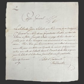 Kosciuszko Signed Letter from Paris, 1795