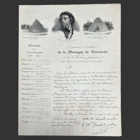 Kosciuszko Monument Invitation, 1837