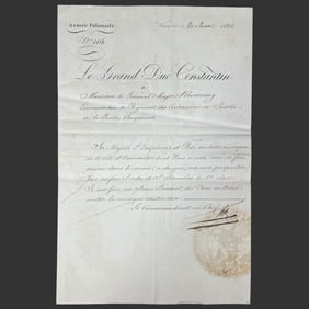 Grand Duke Constantine Signed Award, 1825