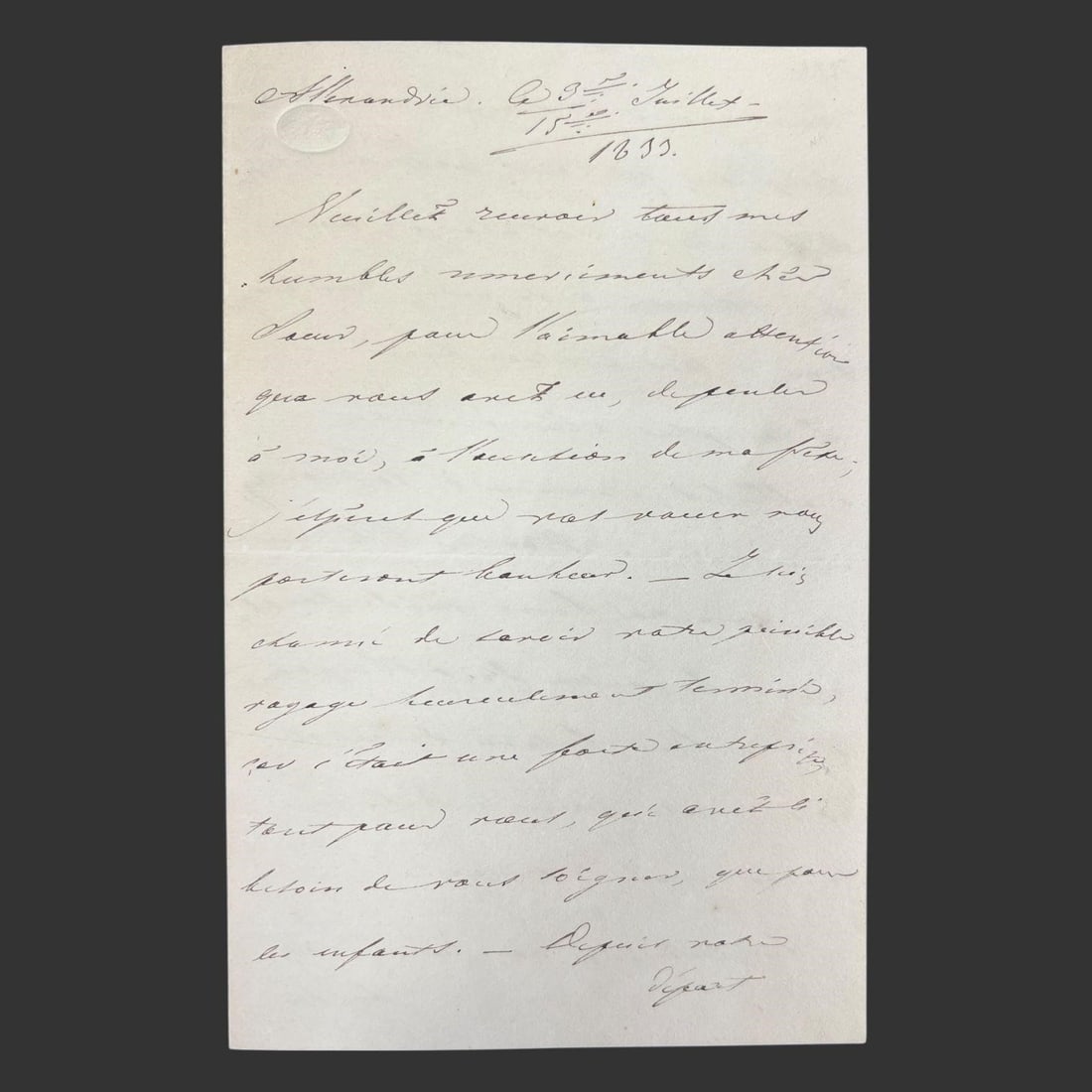 Nicholas I Signed Letter St Petersburg Russia 1833: A fine and warmly personal autograph letter by Emperor Nicholas I, written to his dear sister, expressing gratitude for her kind thoughts on his name day and relief that her arduous journey has