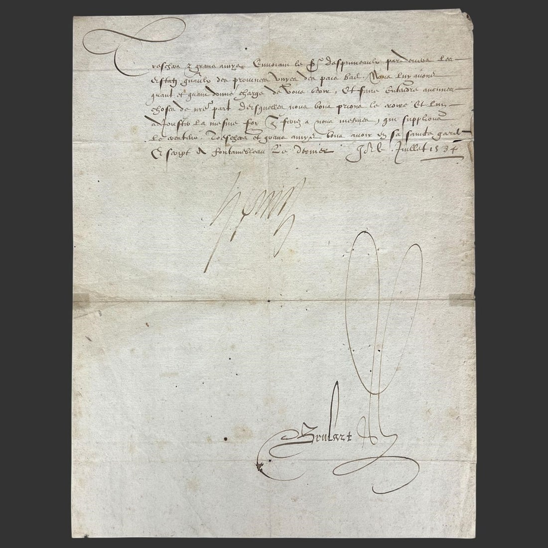 Henry III King of Poland France Signed Letter 1584: Royal manuscript document signed by Henry III (1551-1589), King of France and former King of Poland - Lithuania, dated July 1584, written in French and bearing the large authentic royal signature of