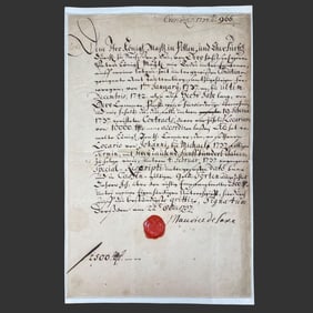 1737 Maurice de Saxe Signed Contract, Wax Seal