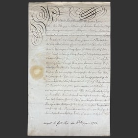 August III, King of Poland Royal Document, 1736
