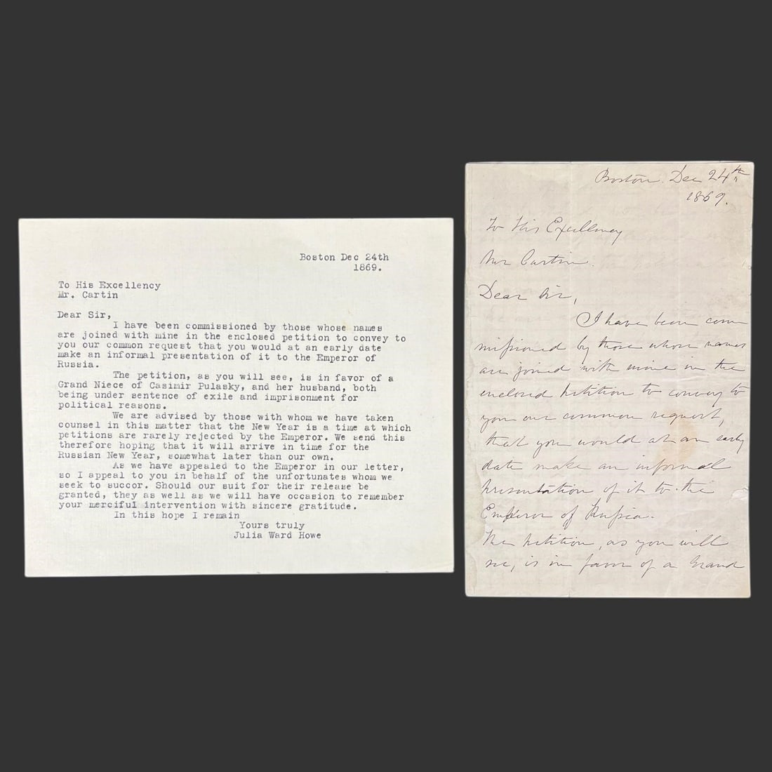 Julia Ward Howe 1859 Autograph Letter (1 of 7)