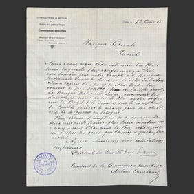 World War I Polish Relief Letter Sienkiewicz 1915