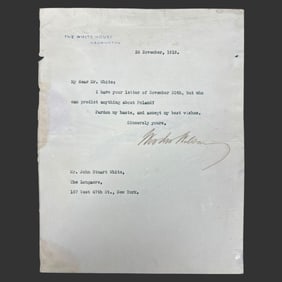 Woodrow Wilson TLS on Poland - White House, 1918