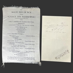 Ignacy Jan Paderewski Signed Card