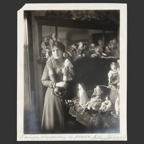 Helena Paderewska Signed Photo w/ Dolls, 1920s