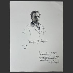 Robert Kastor Ink Portrait Romuald Traugutt 1915