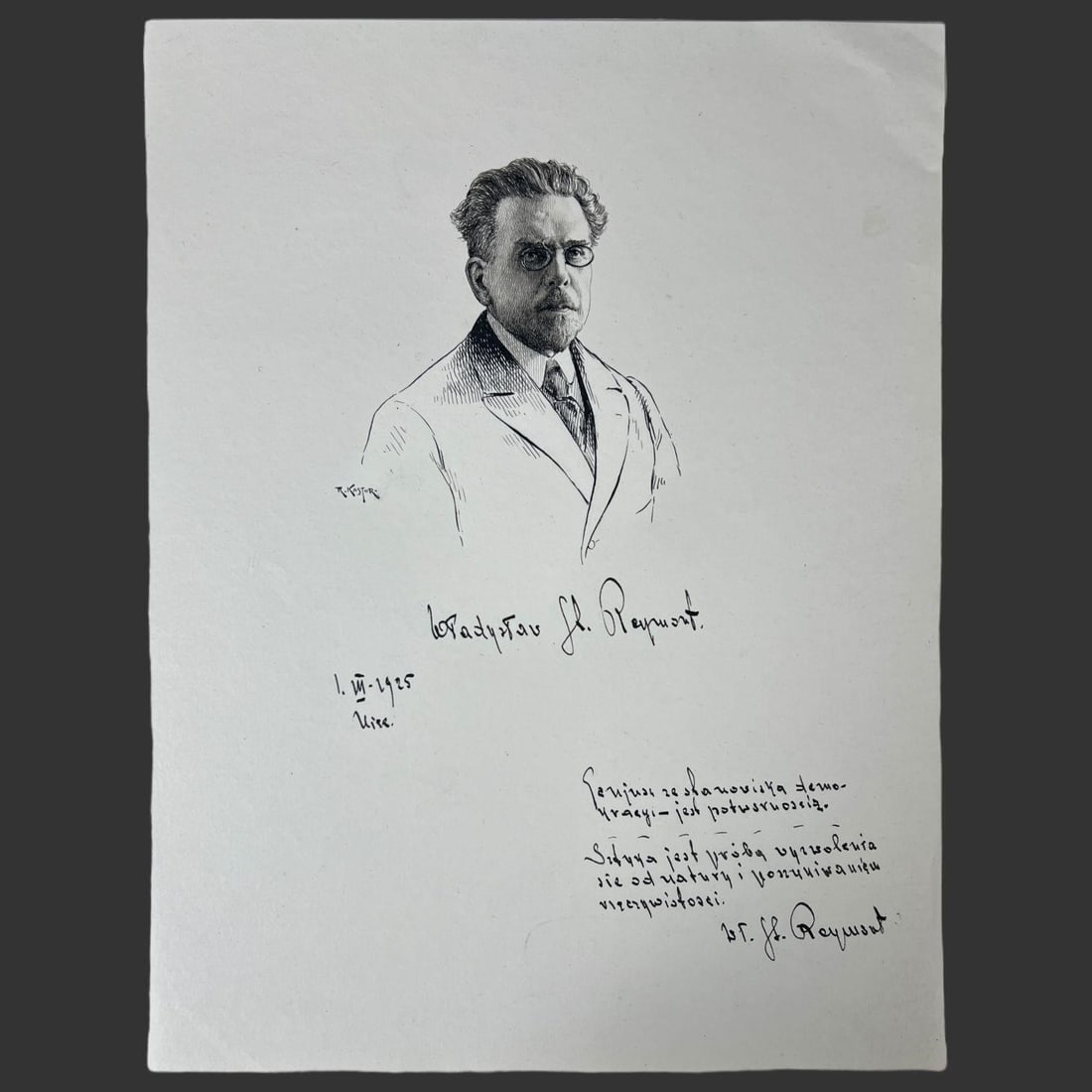 Robert Kastor Ink Portrait Romuald Traugutt 1915: Offered is an impressive original ink portrait of Romuald Traugutt, executed and signed by the noted Polish artist Robert Kastor. Known for his sharply observed illustrations and historically themed p