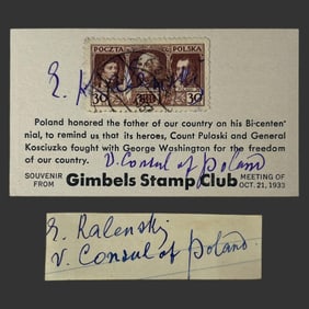 1933 Edmund Kalenski Vice Consul Signed Card