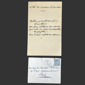 1899 Manuscript Love Poem to Countess Potocka