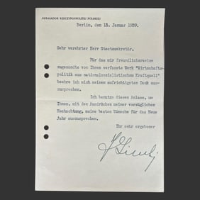 1939 Berlin Letter Signed Józef Lipski