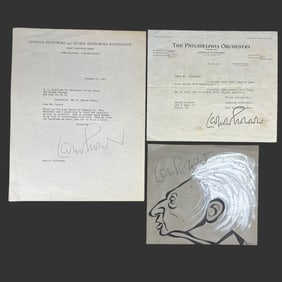 Leopold Stokowski Signed Letters & Caricature