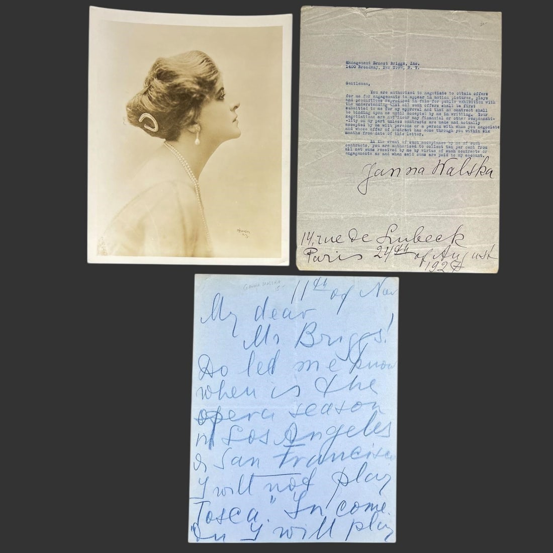 Ganna Walska Photo & Signed 1927 Contract Letter (1 of 7)
