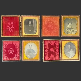 Four 19th-C. Cased Daguerreotypes of Women & Child