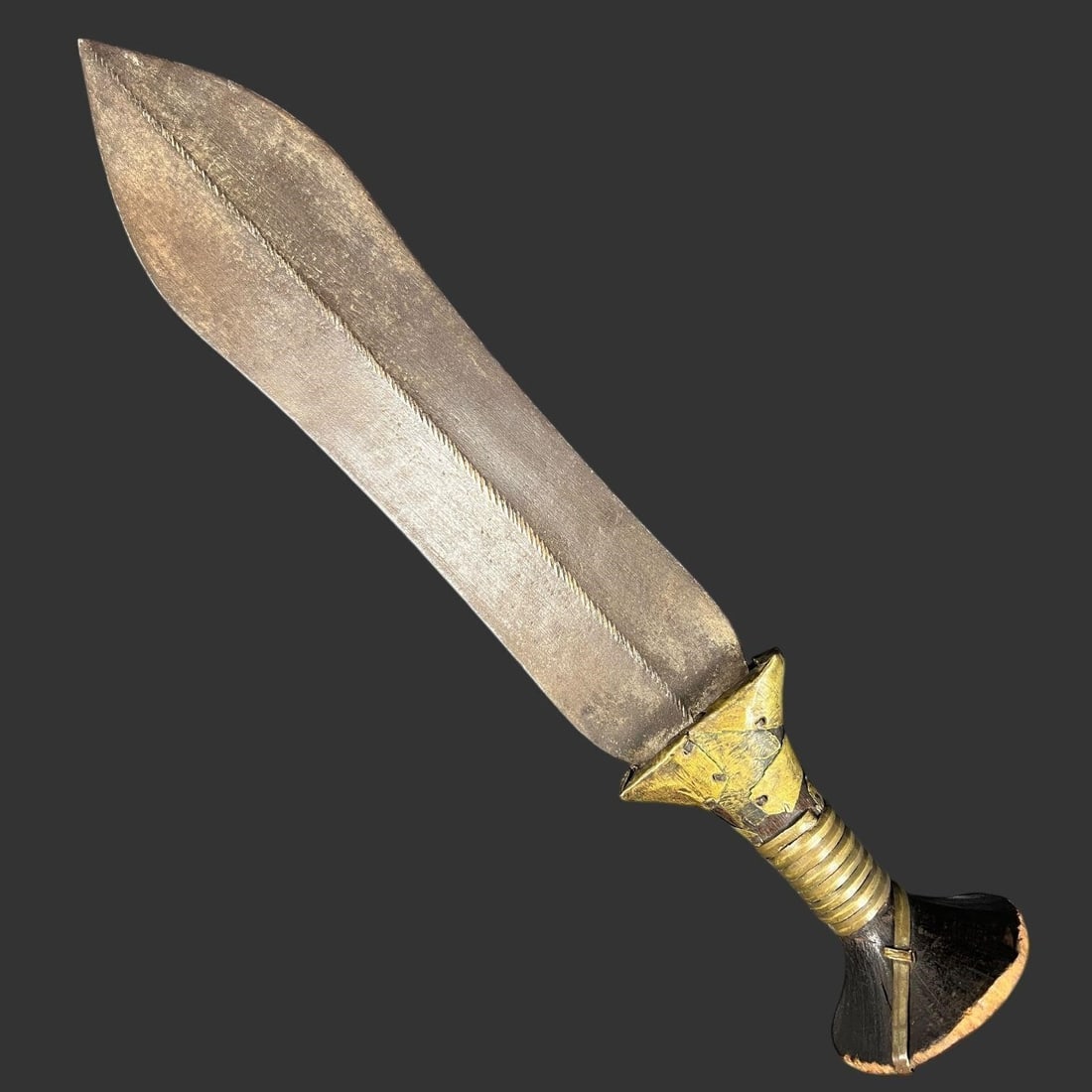 Decorative African-Style Dagger with Brass Hilt (1 of 4)