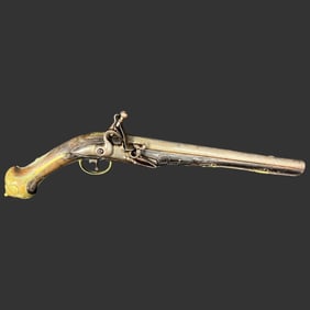 18th-Century Ottoman Brass Flintlock Pistol