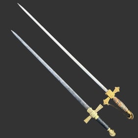 Pair 19thC American Fraternal Presentation Swords