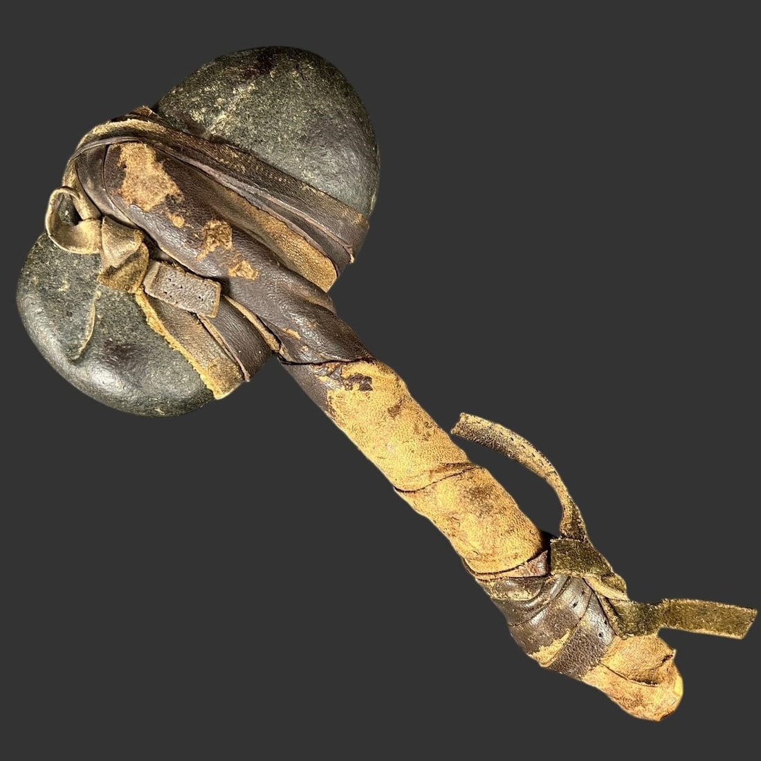 Native American Stone-Headed Club Ax Leather Strap (1 of 7)