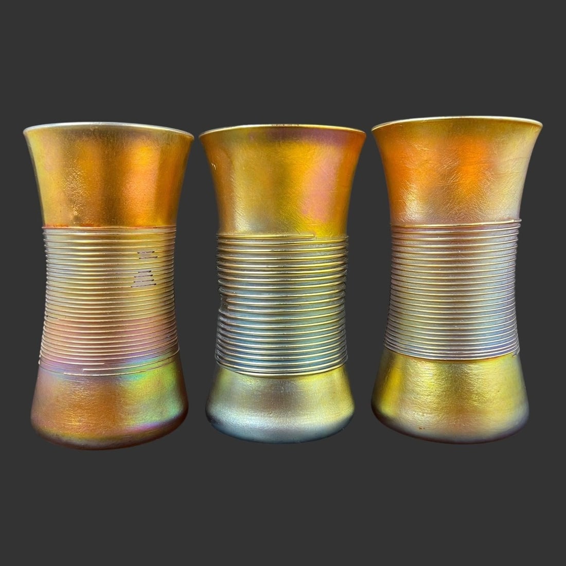 Three LCT Tiffany Favrile Glass Tumblers Goblets (1 of 11)