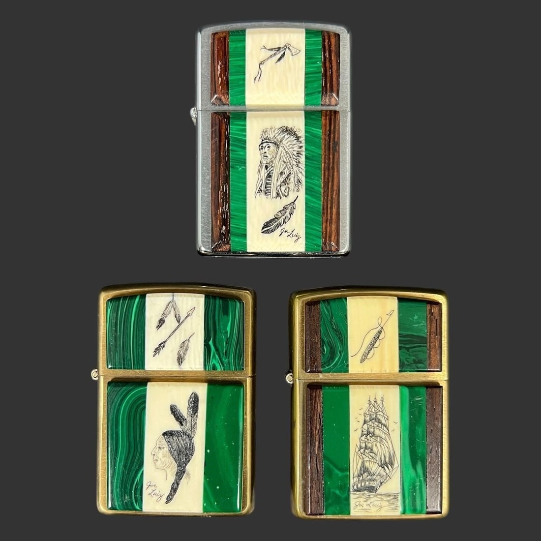 Three Vintage Zippo Lighters w/ Native Americans (1 of 6)