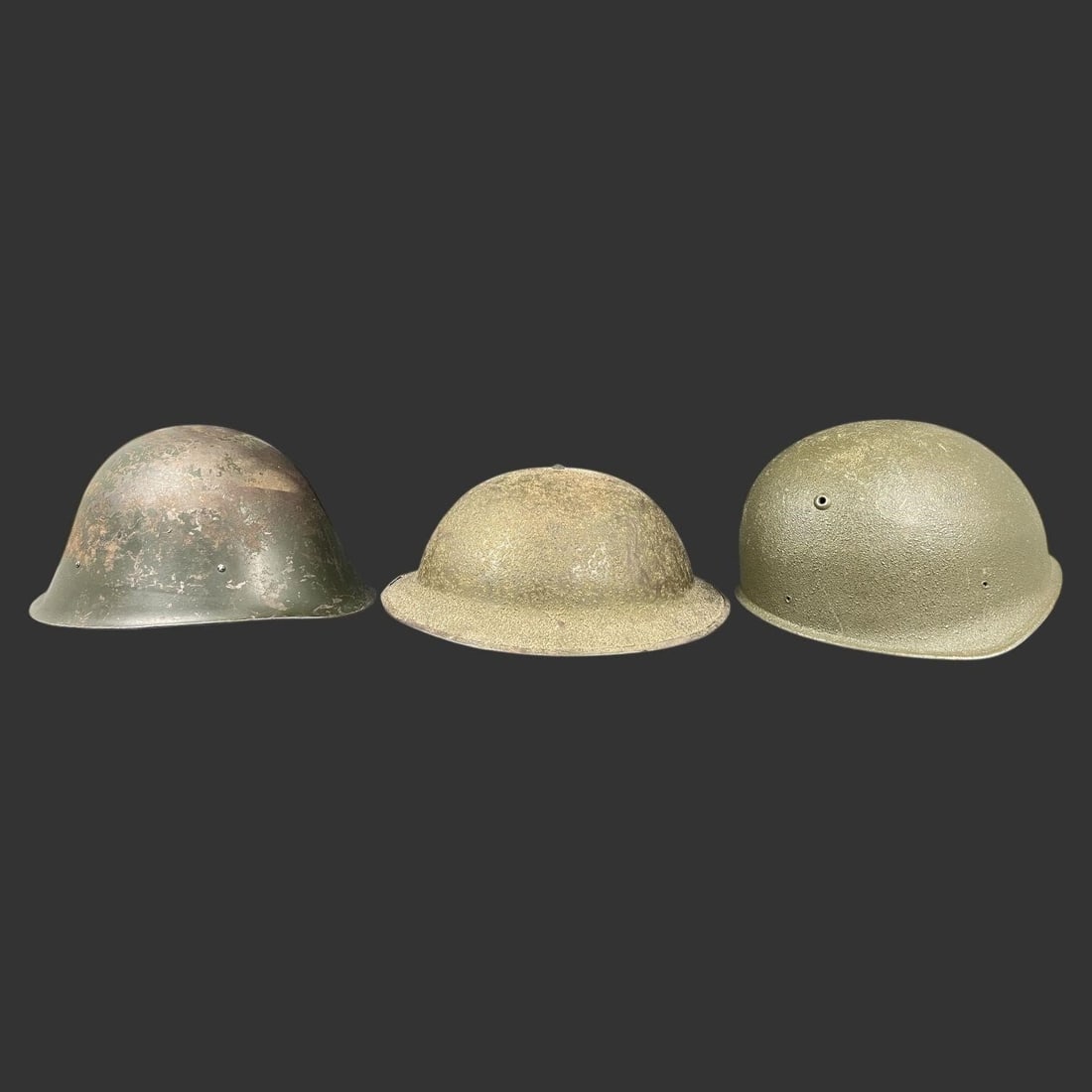 Lot of Three WWII-Era Steel Helmets w/ Liners (1 of 11)