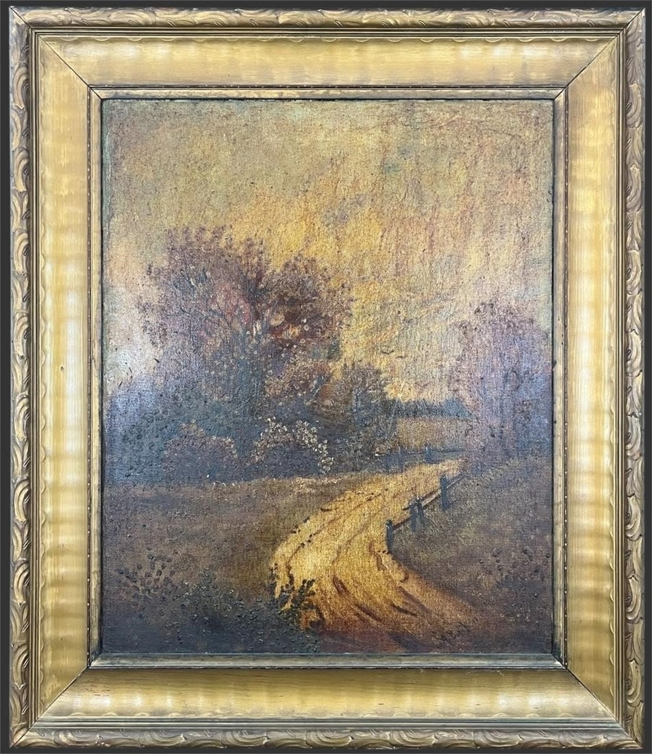 Tonalist Landscape Oil Painting, Illegibly Signed (1 of 6)