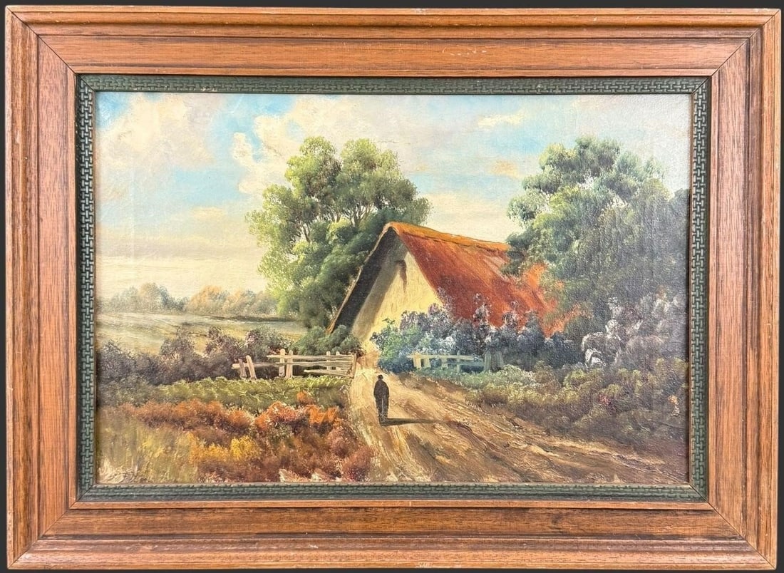 Framed Oil Landscape with Barn and Country Road (1 of 4)