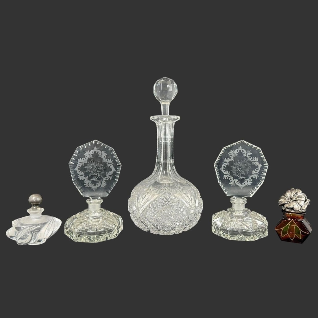 Cut Glass Perfume Bottles and Vanity Decanter Lot (1 of 11)