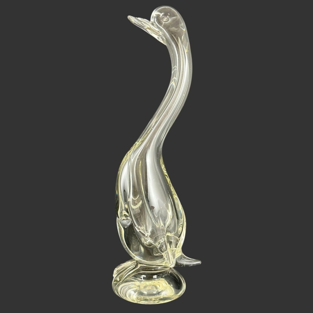 Clear Art Glass Swan Figurine on Circular Base (1 of 6)