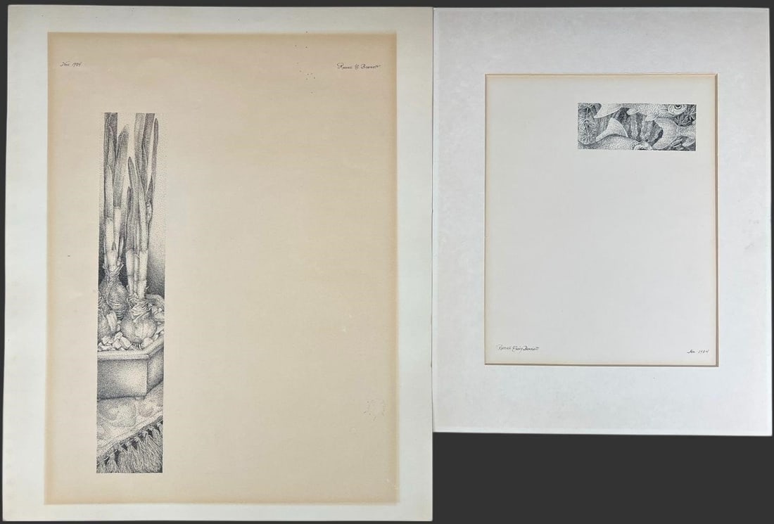 Russell B. Bennett Signed Minimalist Print, 1984: Original minimalist black-and-white print by Russell B. Bennett, signed in pencil "Russell B. Bennett" and dated "Nov. 1984," with an additional handwritten notation "No. 1984," presented on a large s
