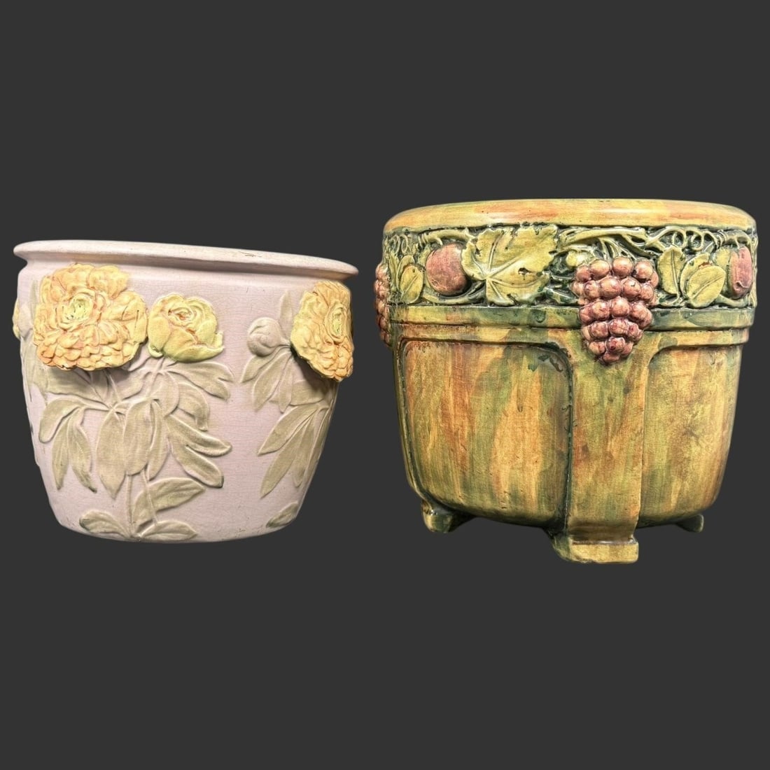 Decorative Majolica-Style Ceramic Jardinieres (2) (1 of 8)