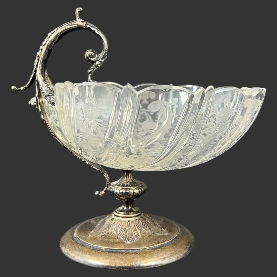 Antique Cut Glass Compote w/ Sterling Silver Mount (1 of 11)